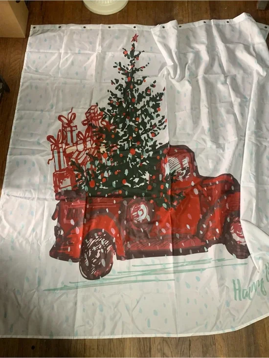 Christmas Red Truck Design Shower Curtain - New