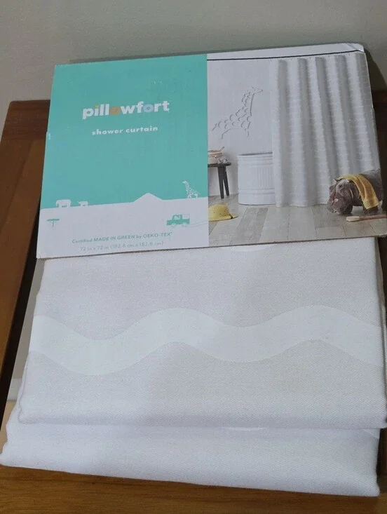 Pillowfort White Textured Wave Shower Curtain Size 72