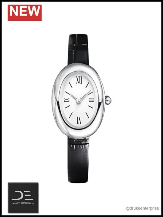 Elegant 24mm Oval Dial Bangle Watch - Quartz Wristwatch - Gold Tone