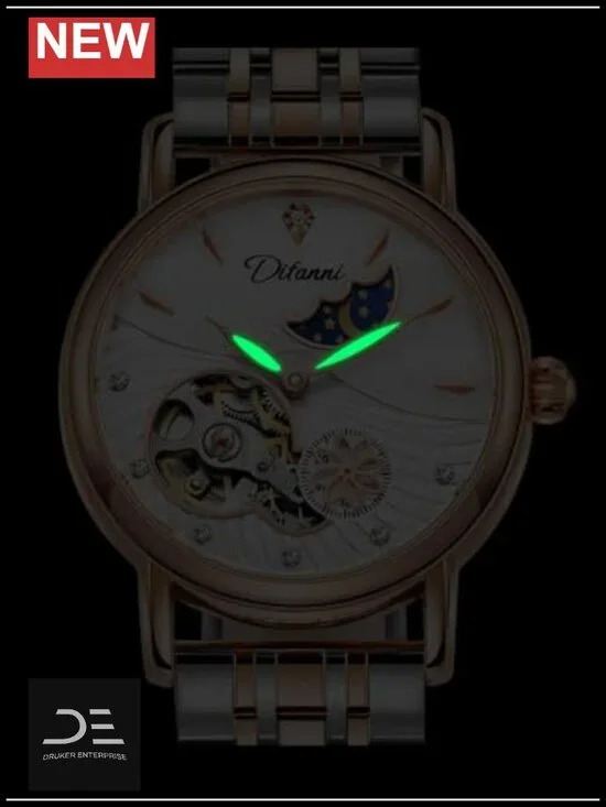 34mm Women's Automatic Mechanical Watch Mother of Pearl Dial Leather Strap