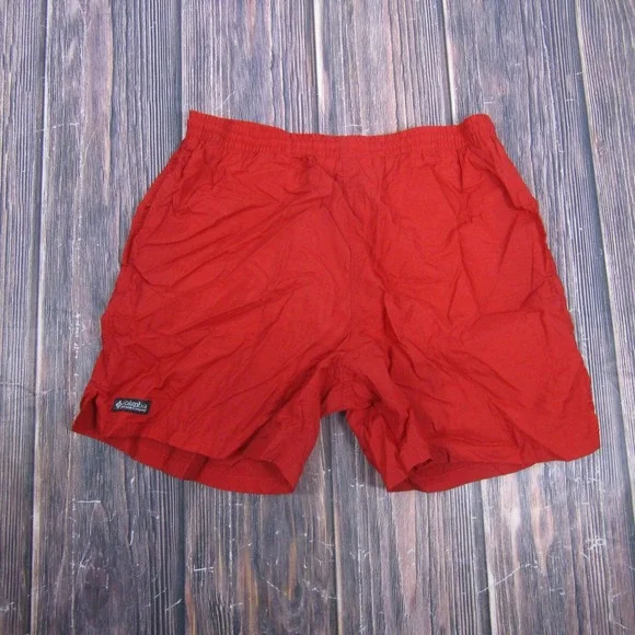 Columbia Swim Trunks Mens Medium Red Elastic Waist Mesh‎ Lined Quick Dry Nylon