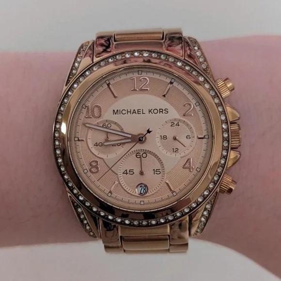 Michael Kors Rose Gold Watch with Crystal Accents