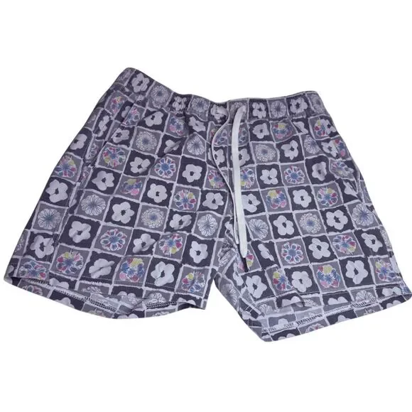 Fair Harbor Men's Floral Stretch Drawstring Swim Shorts‎ Multicolor Size Small