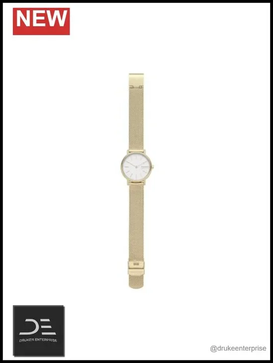 30mm Stainless Steel Mesh Quartz Wrist Watch with Crystal Accents