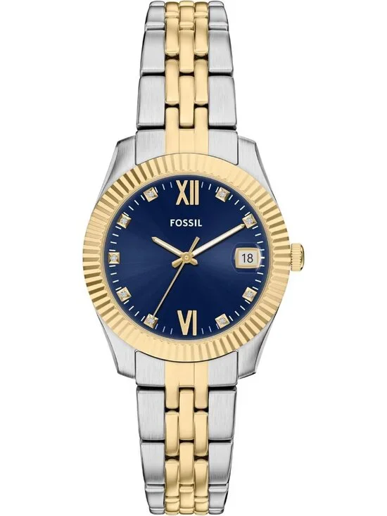 Women's Two Tone/Blue Gold Scarlett Quartz Stainless Steel Bracelet Wrist Watch