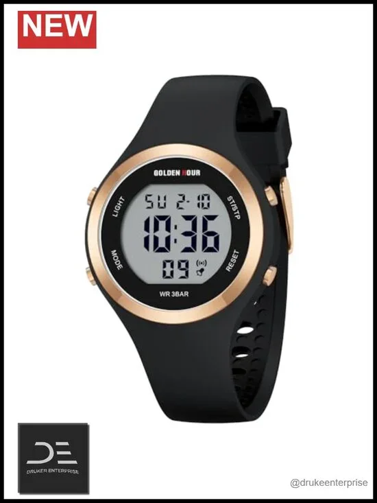 Waterproof Sport Digital Chronograph Silicone Strap Watch with Backlight