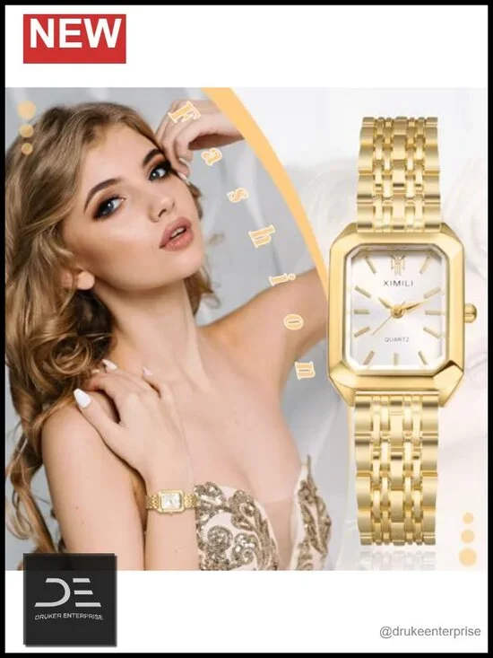 Women's Square Bracelet Watch Stainless Steel Strap Analog Quartz Elegant Wrist