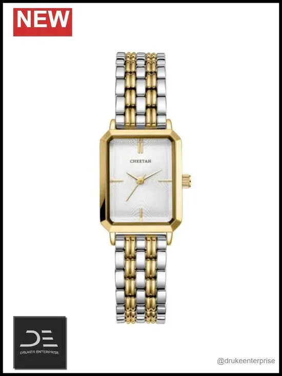 Rectangular Two Tone Stainless Steel Bracelet Watch
