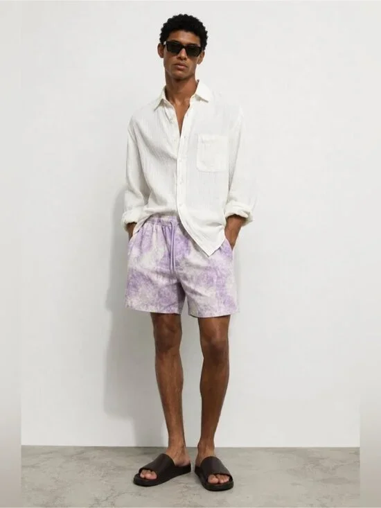 Hudson North Men’s Tie Dye Swim Trunks Shorts XL Purple White