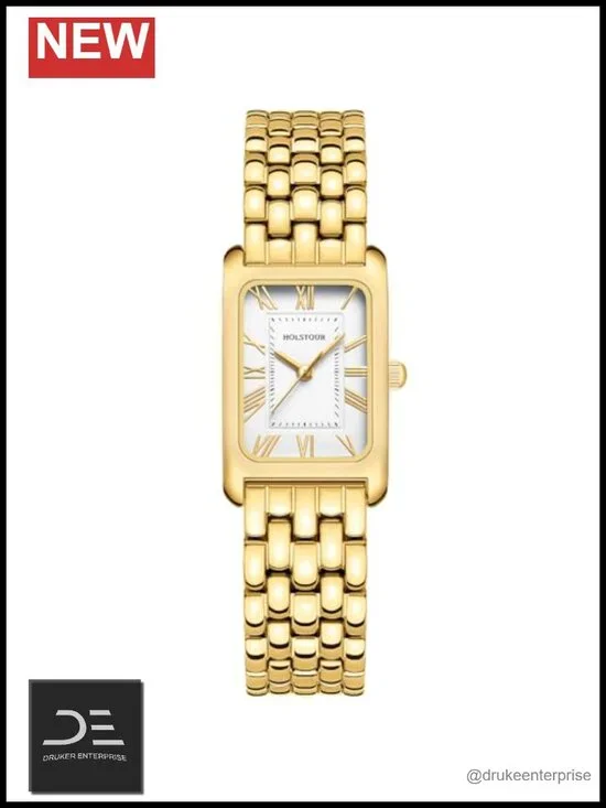 Vintage Rectangular Bracelet Watch with Roman Dial, Quartz Movement, Water