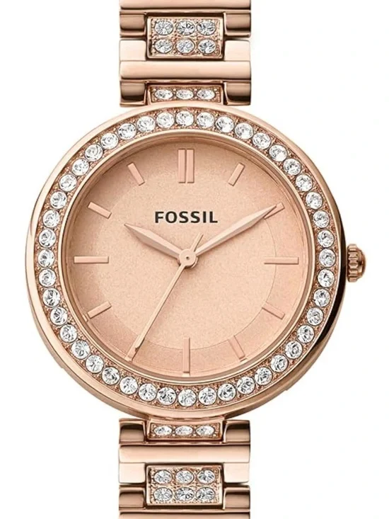 Fossil Rose Gold Crystal-Trim Women's Bracelet Watch