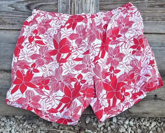 Weekender Swin Shorts 3XL Red white Hawaiian flower Swim Trunks