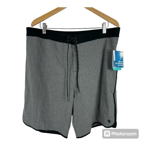 Coolibar Falcon Board Shorts Gray & Black UPF 50+ NWT Sz 38