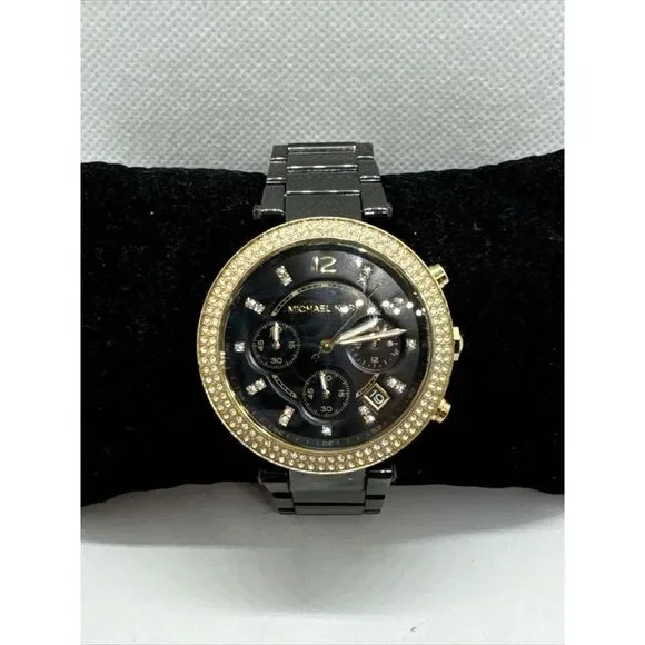 Michael Kors Parker MK6107 Womens Black Stainless Steel Analog Dail Watch JNA440