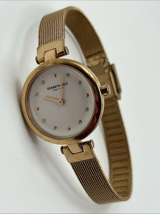 Kenneth Cole Women's Gold Mesh Bracelet Watch with White Dial