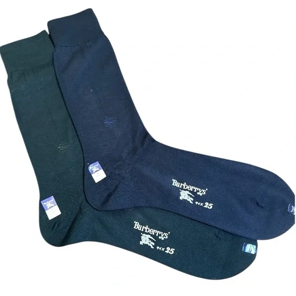 NWT Burberrys Men’s Vintage‎ Cotton Blend Logo Tall Dress Socks Japan Exclusive