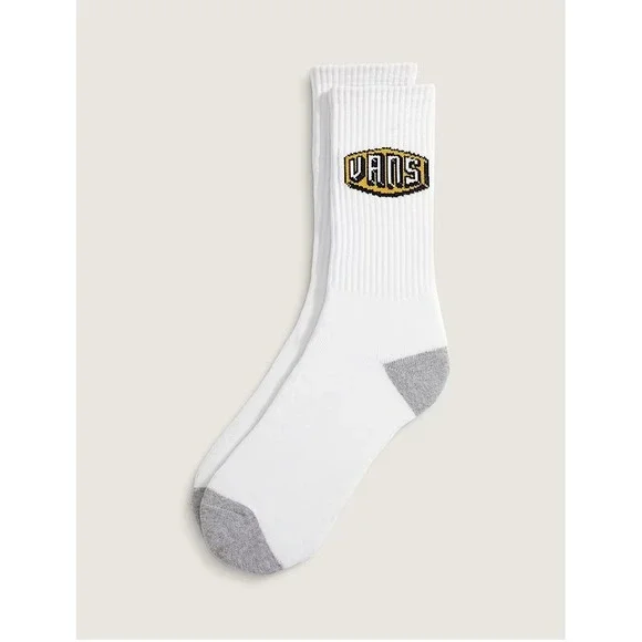 Vans Stowers Crew Socks en White Yellow Size L: Mens Size 9.5-13 Women 11-14.5