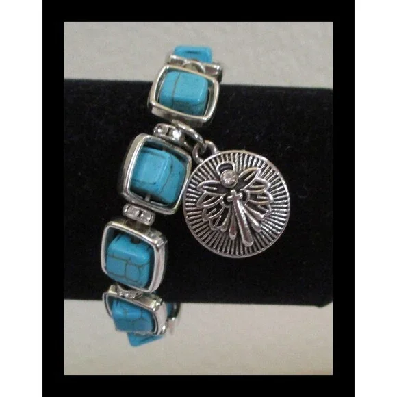 Western Style Stretch Bracelet With Angel Dangle & Rhinestone Accents BR-10