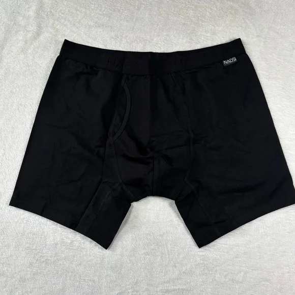 NADS Organic Boxer Briefs Mens XL Black Cotton Stretch Underwear XL RN 167693