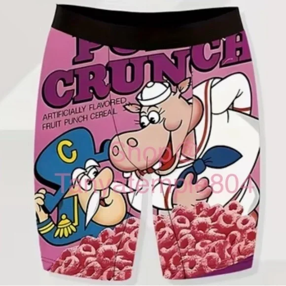 Quick-Dry Men's Novelty Boxer Brief Elastic Underwear Cartoon & Food Print Large
