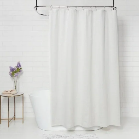 Threshold Subtle Striped Textured Shower Curtain Off-White/Cream