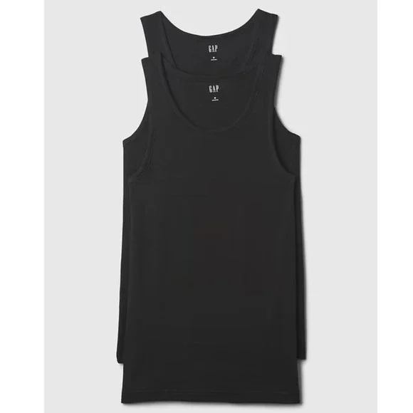 NEW GAP Mens Size XL Stretch Rib Tank 2-Pack Black Sleeveless Undershirt