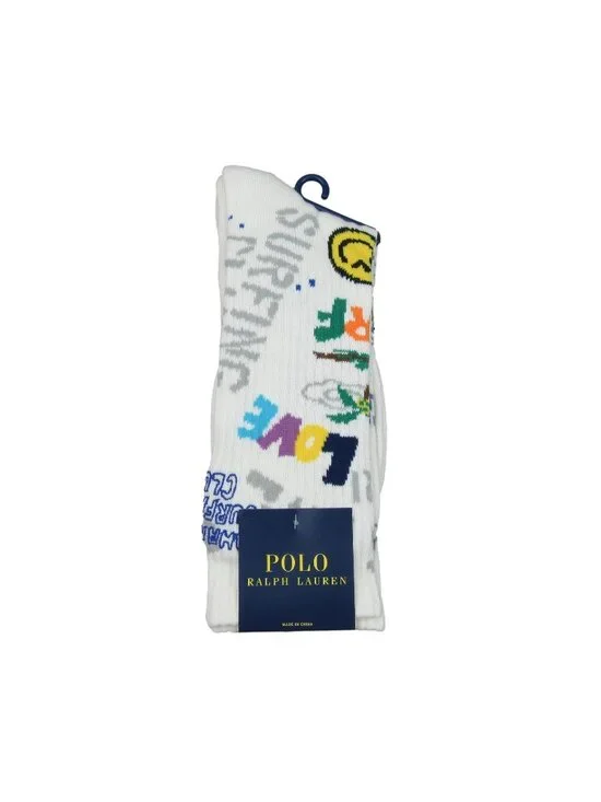 Polo Ralph Lauren Peace Love Surf Crew Socks Men's Size 6-12.5 (1 PAIR) NEW