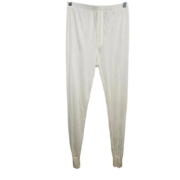Eddie Bauer 100% Silk Base Layer Bottoms Pants Long Johns Gorpcore Cream S Mens
