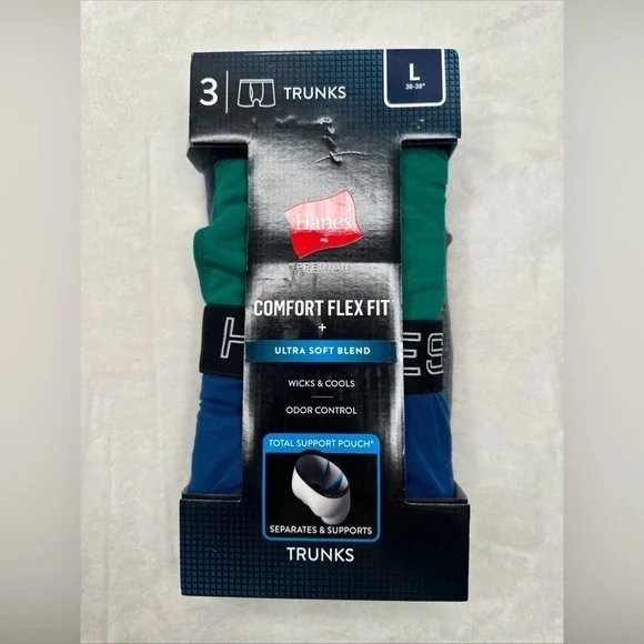 Hanes Men’s Boxer Briefs Size Large 36/38”  Blue Green Gray 3pk