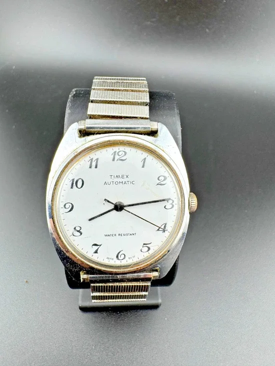 Vintage Timex Automatic Watch White Dial Cushion Case