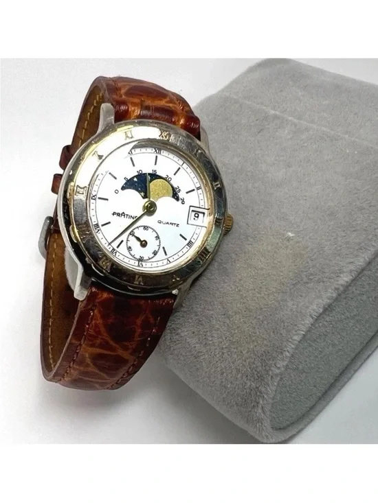 Pratina Brown Leather Strap Moonphase Quartz women’s Watch