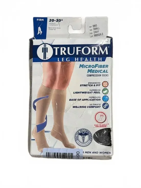 Truform Leg Health Microfiber Medical Compression Socks, Small, Gray, Below Knee
