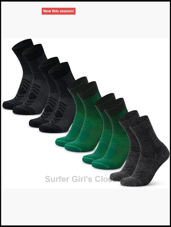 Lightweight Merino Wool Hiking Socks, 5-Pack