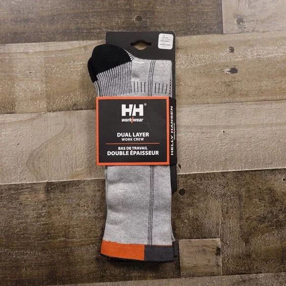 Helly‎ Hansen Workwear Dual Layer Work Crew Socks Unisex L Gray Black