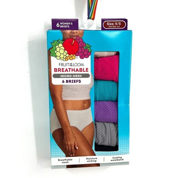 Fruit of the loom breathable micro-mesh women's briefs cooling underwear 5 S