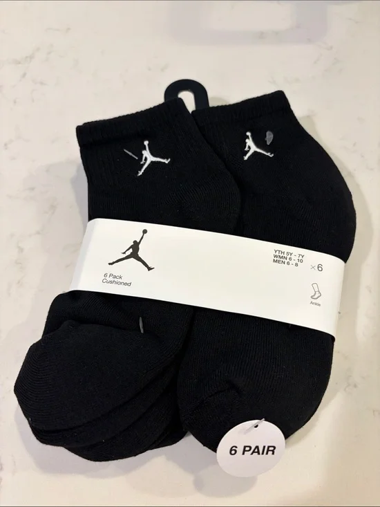 Jordan Black Ankle Athletic Socks - 6 Pack