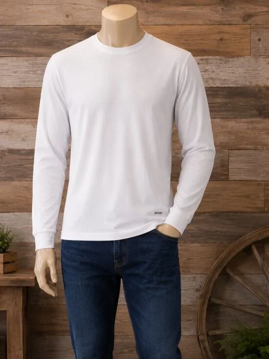 Dri-Star White Athletic Long-Sleeve Shirt – Men’s Size Large