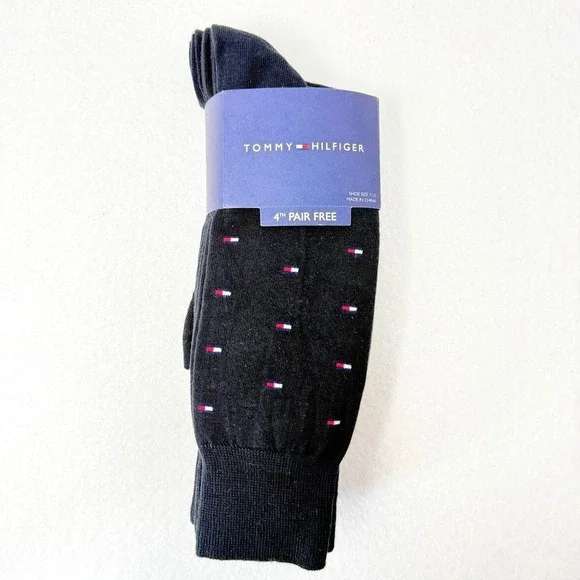 Tommy Hilfiger Mens Dress Socks 5 Pair Pack Black Comfort Blend Size 7-12