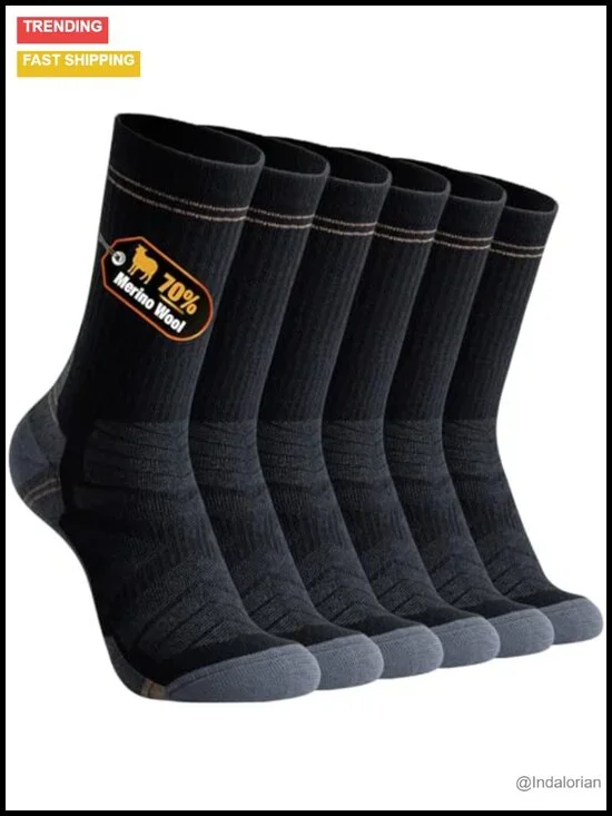 Men's Merino Wool Light Cushion Crew Socks for Hiking & Dress