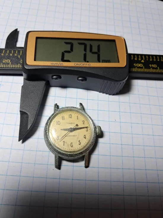 Timex Vintage Watch Case with Cream Dial and Silver-Tone Case