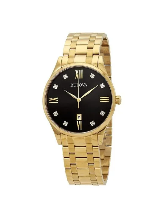 NWT Bulova Diamond Black Dial Men's Watch