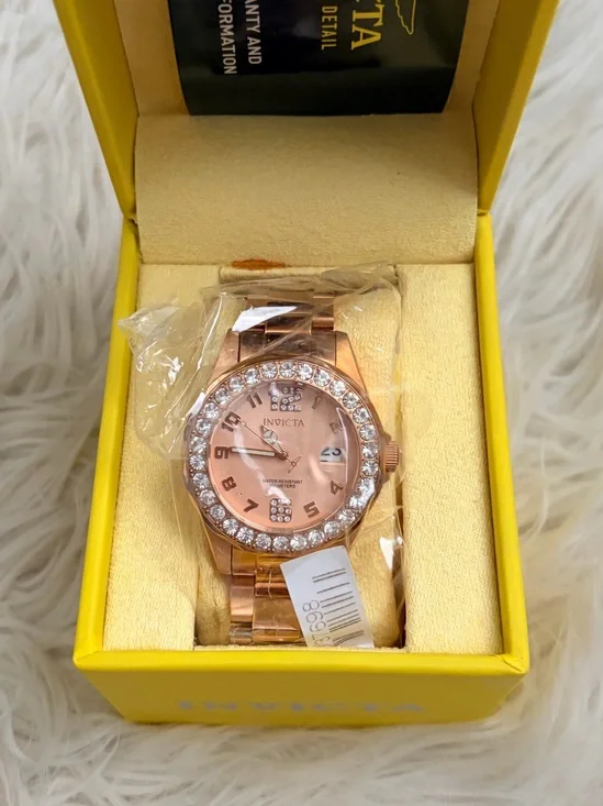 Invicta Rose Gold-Tone Crystal Accent Women's Watch