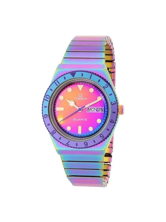 NWT Timex Q Iridescence Quartz Expansion Band Ladies Watch TW2W41100