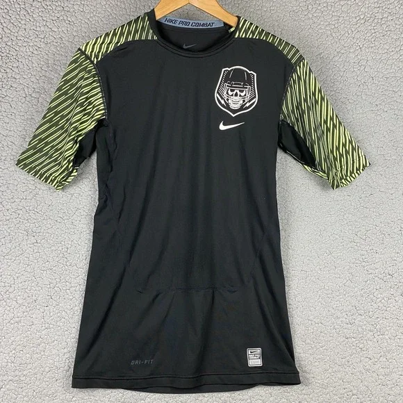 Nike The Opening Shirt Pro Combat Men's L Dri-Fit Compression S/S Volt Football