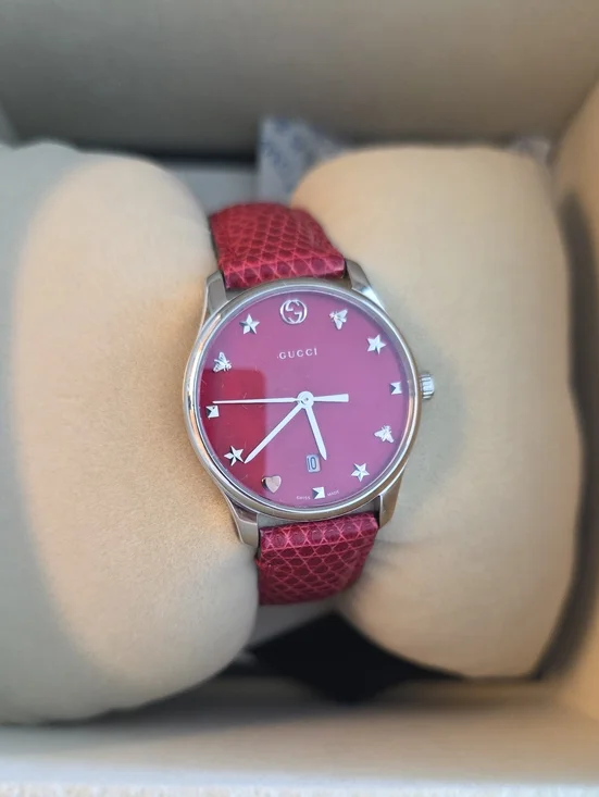 Gucci Pink Dial Ladies Watch with Pink Leather Strap