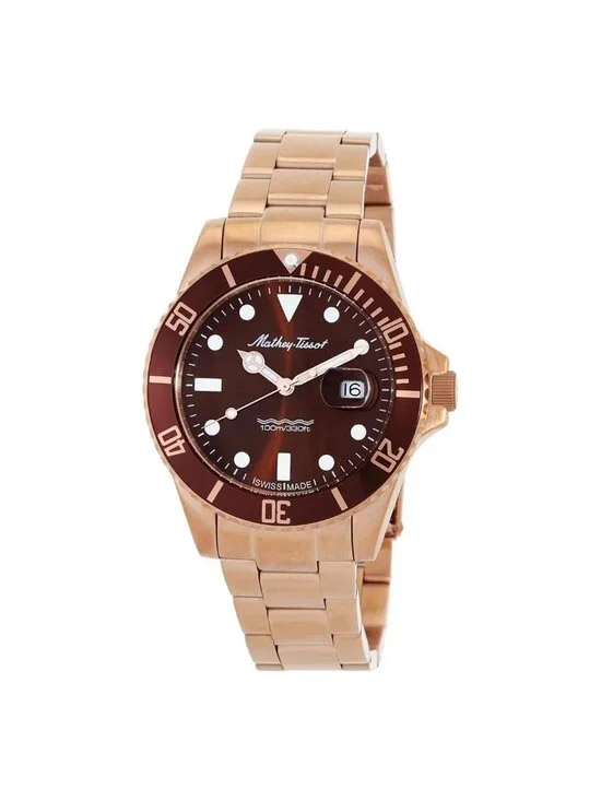 NWT Mathey-Tissot Mathy Vintage Quartz 42 mm LE Brown Dial Men's Watch