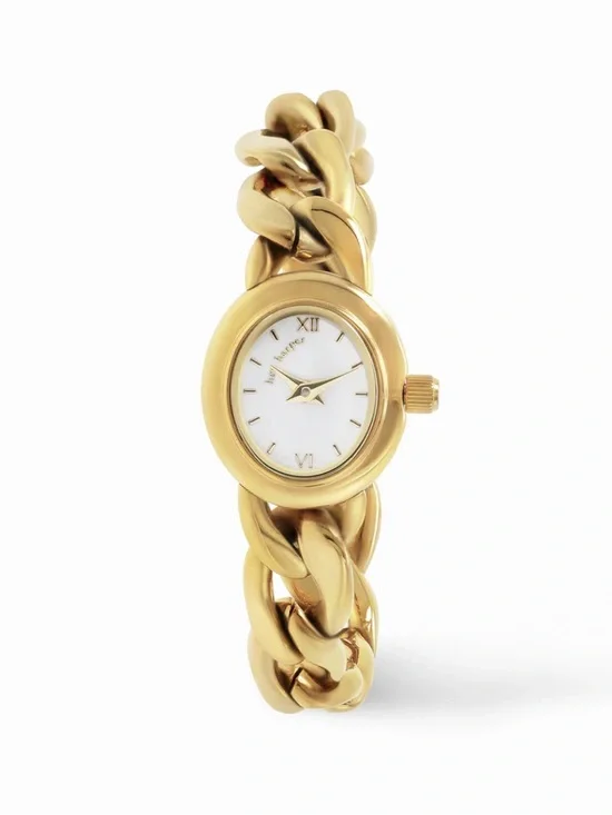 DNA Gold Chain-Link Women's Watch - Pearl