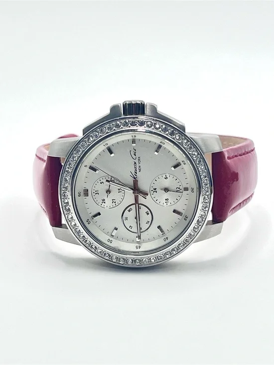 Kenneth Cole Women's Silver Dial Watch with Red Patent Leather Strap