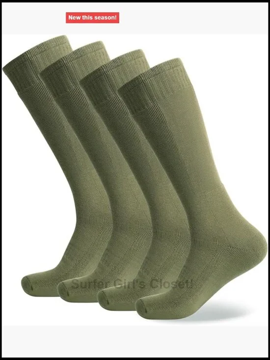 Over-the-Calf Hiking Socks, Moisture-Wicking Tactical Boot Socks 4-Pack