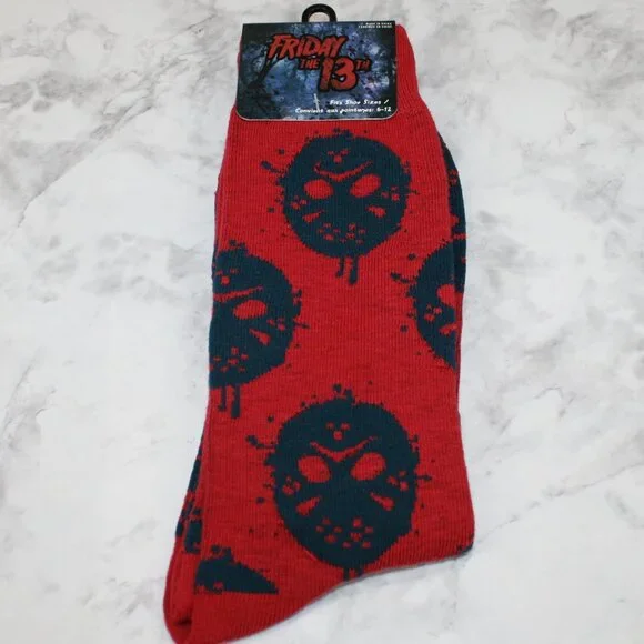FRIDAY THE 13TH Socks Halloween Spooky Creepy Crew Unisex October Red One Size